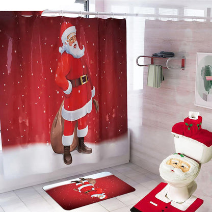 Christmas Decorations Merry Christmas Bathroom Curtain Toilet Seat