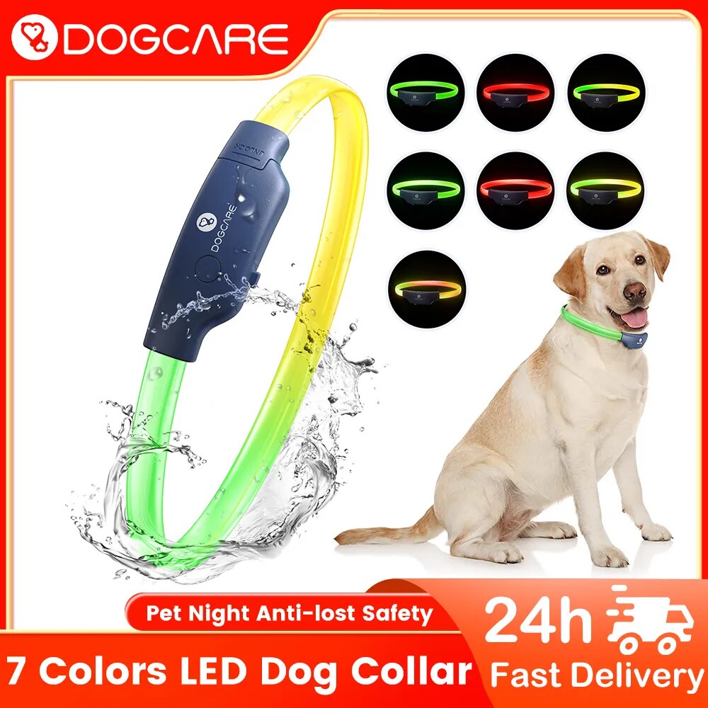 LED-Hundehalsband, 7 Farben, Wasserdicht