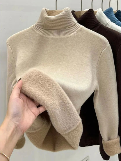 Long-sleeved sweater for women, thickened and plain