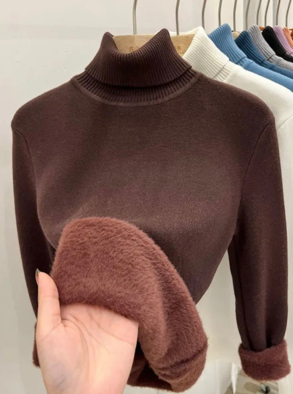 Pullover langarm für Damen verdickt und einfarbig