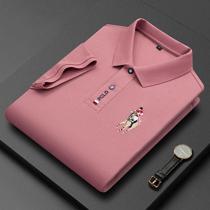 Luxury Cotton Embroidery Business Short Sleeve Polo Shirt Solid Color