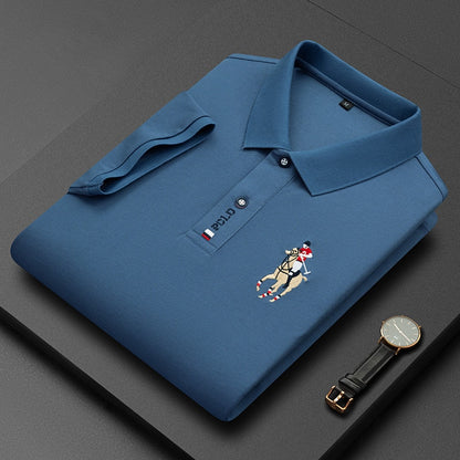 Luxury Cotton Embroidery Business Short Sleeve Polo Shirt Solid Color